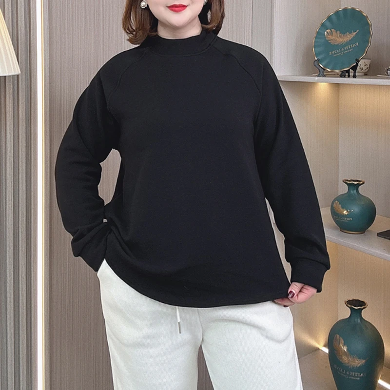 3XL 4XL PLUS SIZE Women's Tops Winter fleece-lined Thicken Hoodie Basic Solid Color Sweatshirt 618