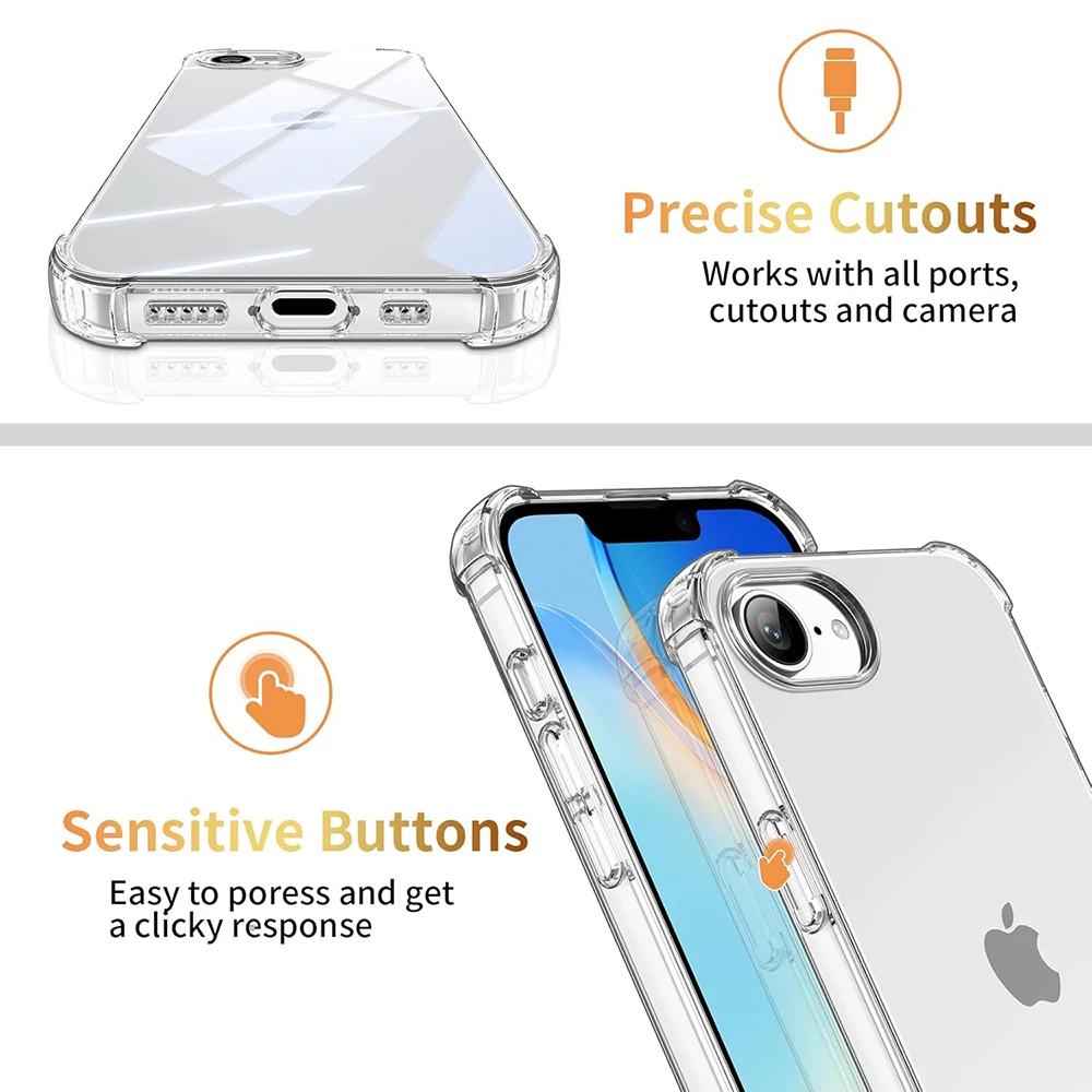 Luxury Shockproof Silicone Soft Case For iPhone Se4 2025 SE 4 Ultra Thin Clear Back Cover For iPhone 16E Transparent Shell Coque