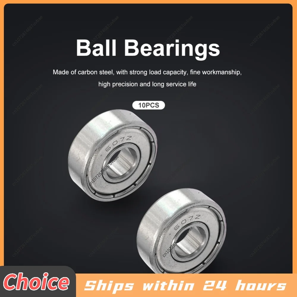10pcs Miniature Bearing Heavy Load Metal Sealed Miniature Bearing 7x19x6mm Carbon Steel Wear Resistant for Skateboard Scooter
