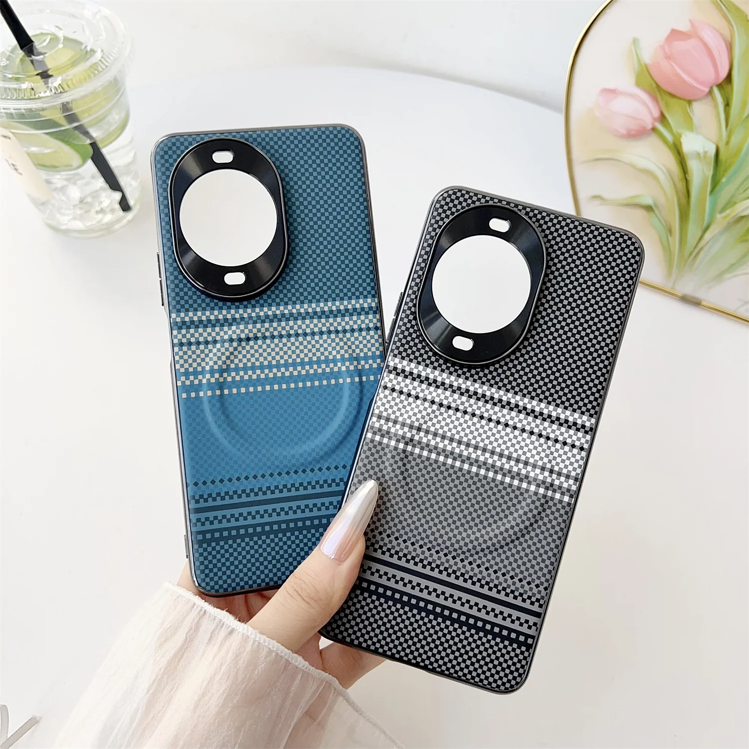 

Skin Feel Carbon Fiber Pattern Plating Magsafe Case for Huawei Nova 14 Ultra Nova 14 Pro Nova 14 Wireless Charging Case Funda