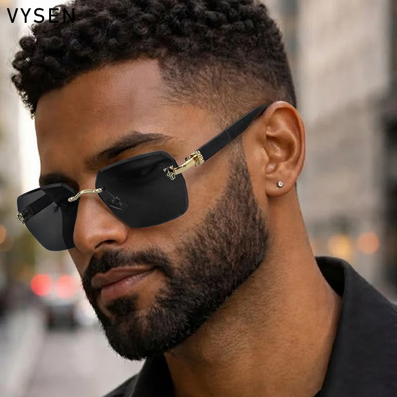 

Square Rimless Change Color Sunglasses Men 2026 Luxury Designer Vintage Sun Glasses Male Cut Lenses Frameless Driving Eyewear