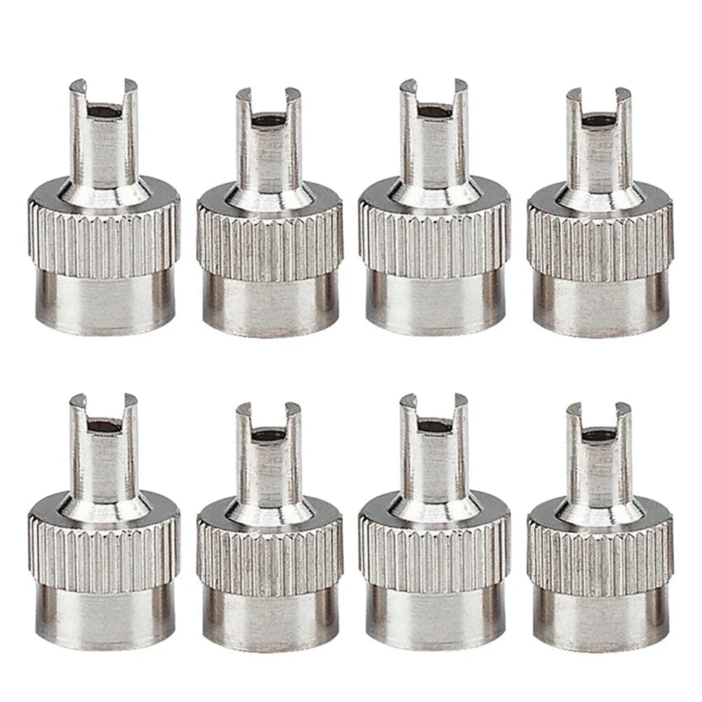 8Pcs Wheel Tire Valve Lid Cover Leak-proof Tire Valve Stem Cap Copper Slotted Head Stem Cover Auto Repair Parts