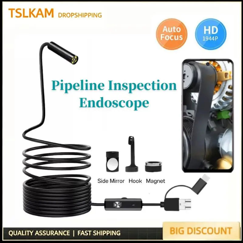 

HD 1944P 12mm Auto Focus Endoscope for Cars Android Phone Type c 5MP Mini Sewer Inspection Camera Endoscopy Usb Borescope
