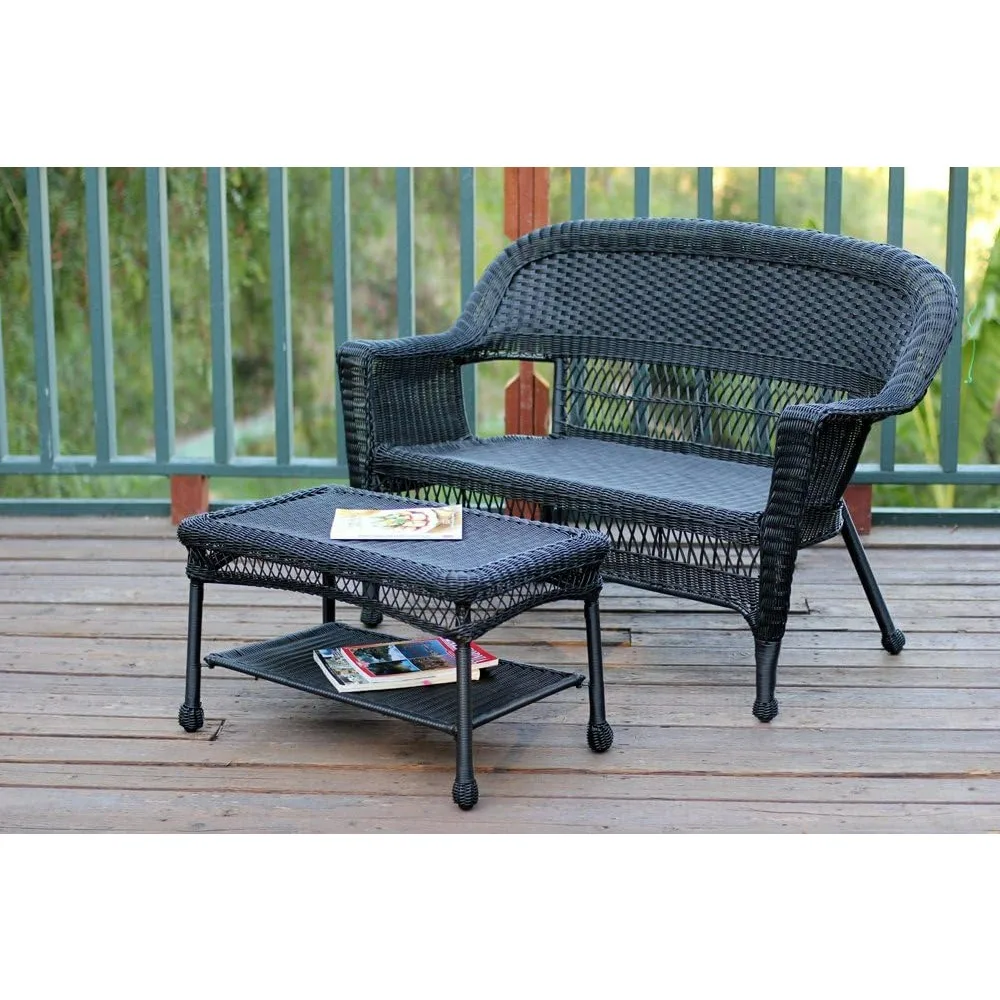 

Wicker Patio Love Seat and Coffee Table Set without Cushion