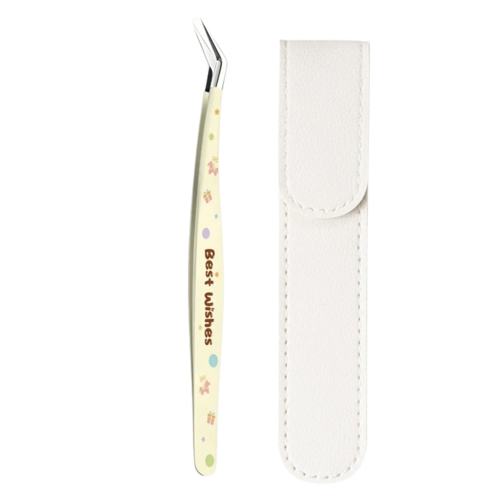 Stainless Steel Precision Tweezers High Precision Cartoon Craft Tweezers Non Slip Grip Anti-static Lashes Extension Tweezer