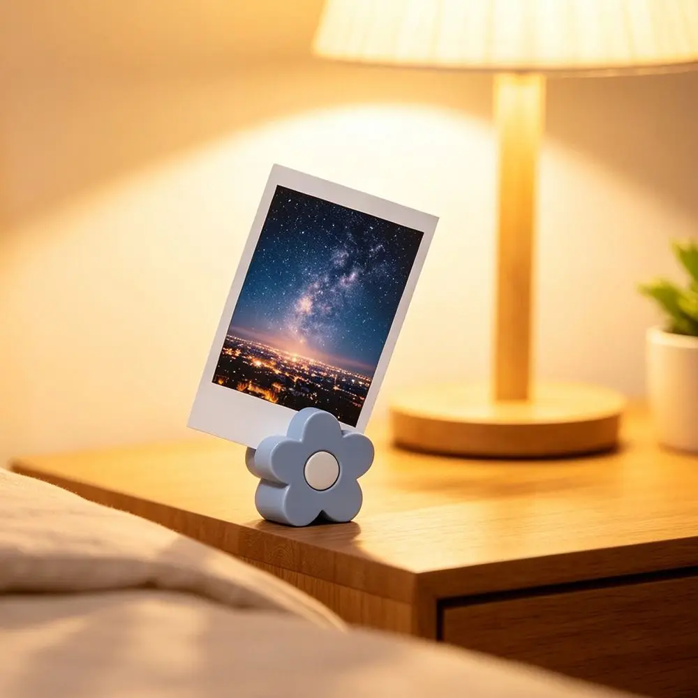 5PCS 3D Flower Shape Flower Photo Clip Freestanding Stable Desktop Memo Holder Multicolor Mini Instant Photo Holder