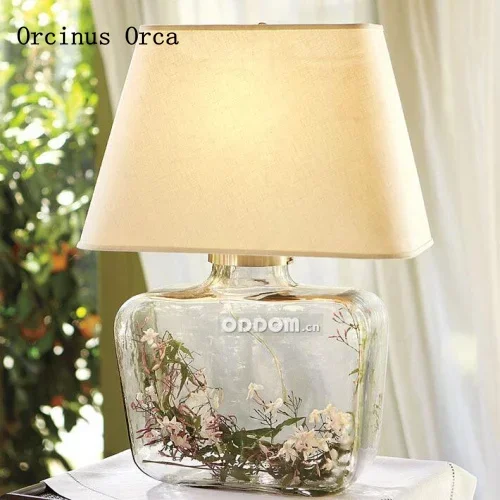 American country living room glass decorative table lamp bedroom bedside  creative romantic European container lamp