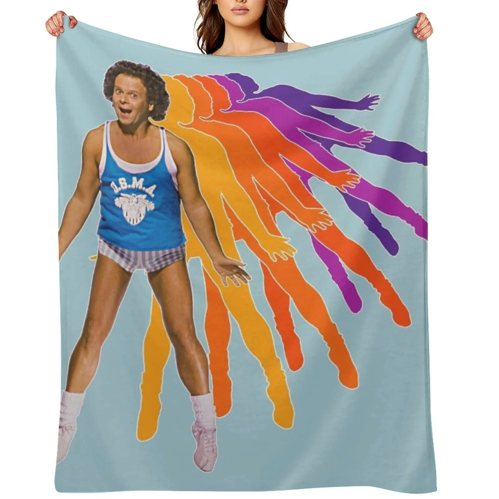 

Richard Simmons Retro Style FanArt Design Throw Blanket Furry Decorative Throw Vintage Moving Blankets