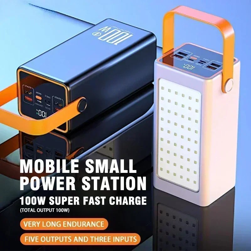 

Power Bank высокой емкости 66 Вт, быстрое зарядное устройство, водонепроницаемая аккумуляторная батарея для мобильного телефона, компьютера, кемпинга, светодиодная лампа