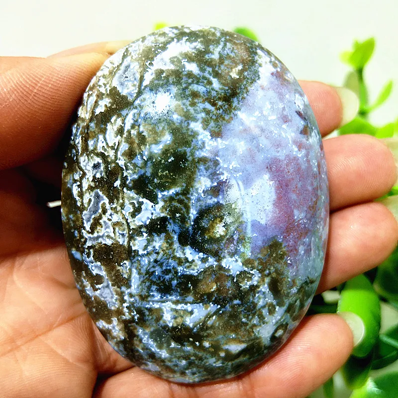 Natural Stone Moss Agate Palm Stones Magic Spiritual Meditation Energy Reiki Treat The Disease Feng Shui Crystal Room Decoration