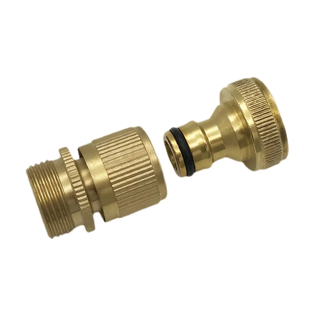 

Garden Hose Quick Connector 3/4 inch GHT Brass Easy Connect Fitting - Quick Disconnect Hose Fittings Male and Female