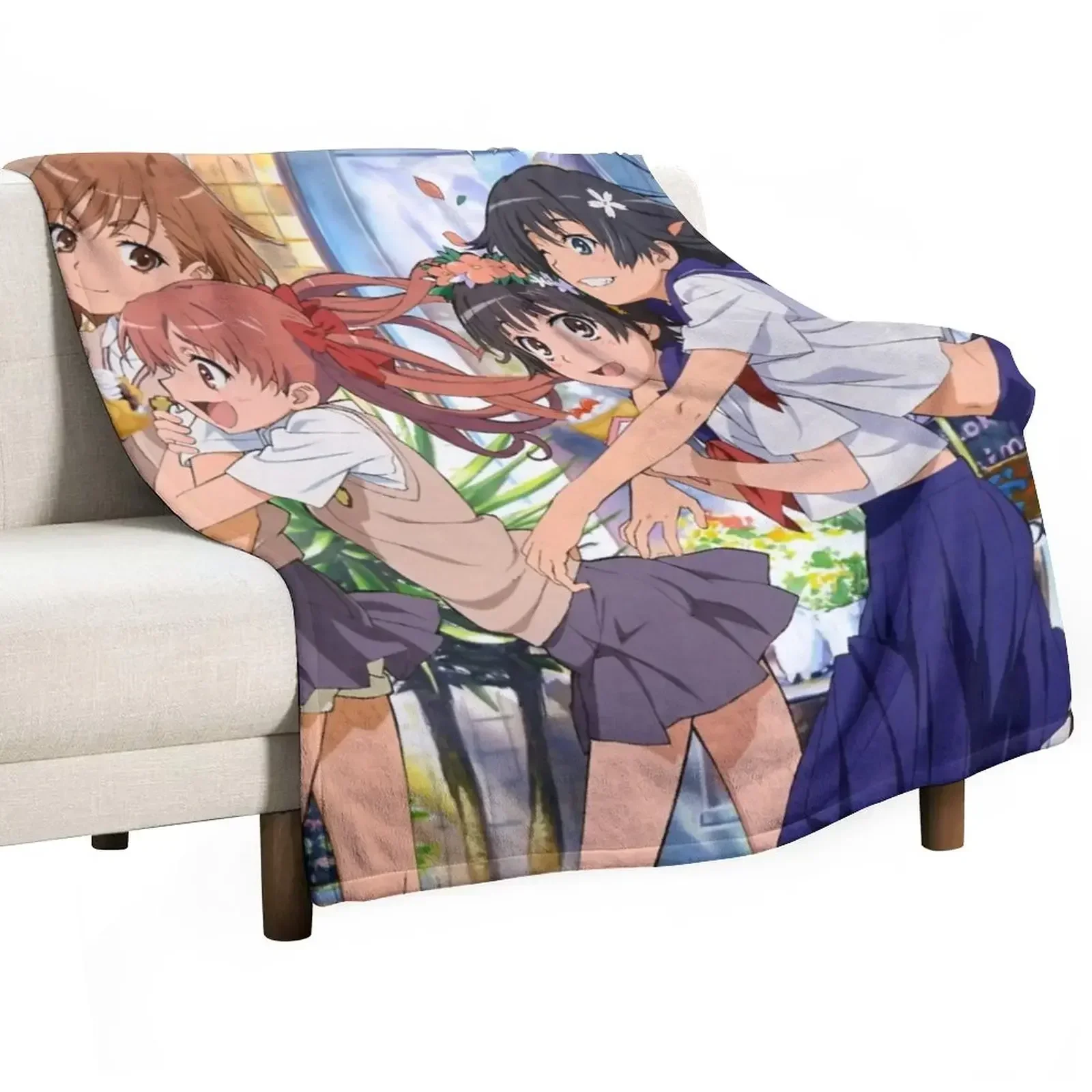 

Toaru Kagaku - Misaka Mikoto, Shirai Kuroko, Saten Ruiko, Uiharu Kazari Throw Blanket halloween Furry Blankets