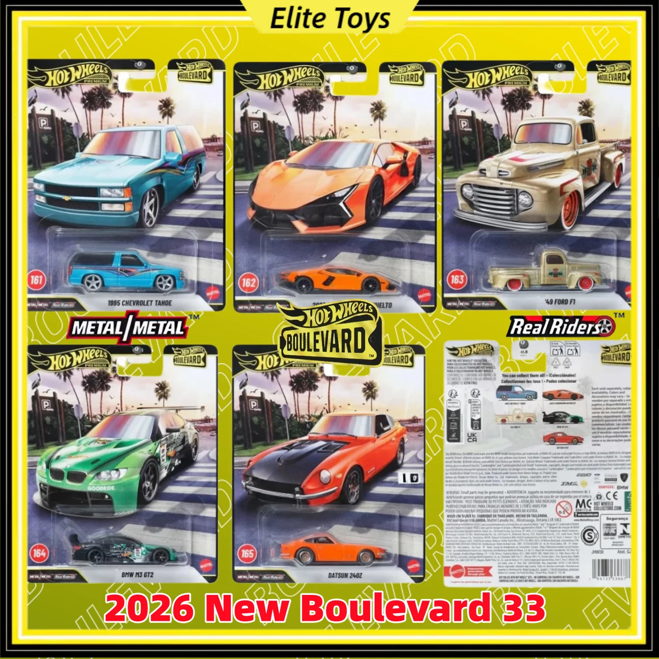 2026 New Hot Wheels Premium Boulevard 1/64 Diecast Car Model BMW M3 Lamborghini Datsun Ford Chevrolet Collectible Vehicle Toy