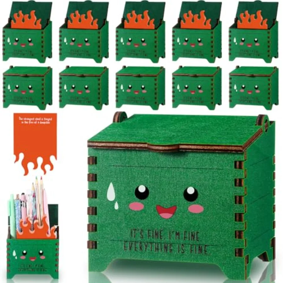 

Набор подарков к Неделе учителей и медсестер: забавный держатель для карандашей в виде мусорного бака, эмоциональный органайзер для стола с клейкими заметками в виде огня.