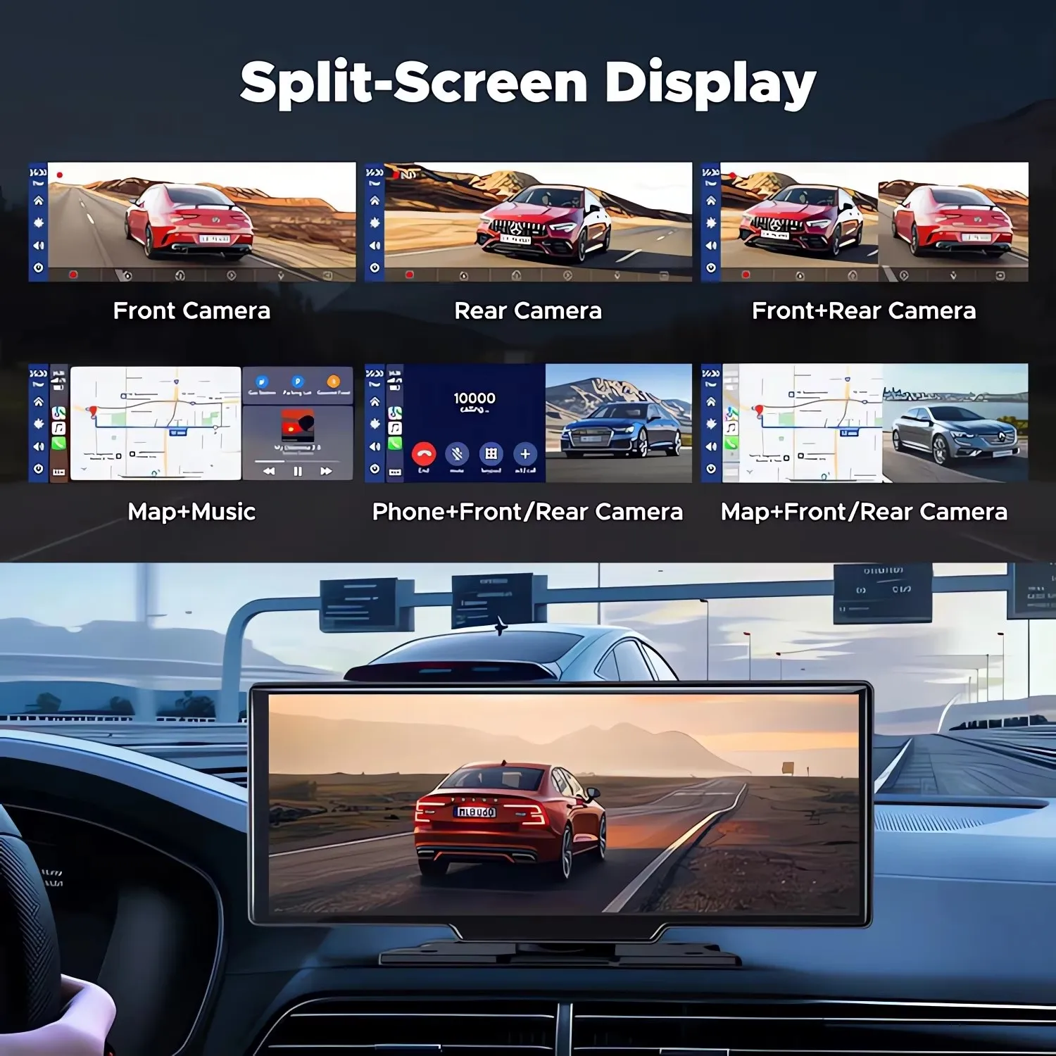4K 3840*2160P Dash Cam Car DVR with Carplay Android Auto GPS 5G WiFi Stream Rear View Mirror Dashcam Camera Drive Recorder FM BT - view 5