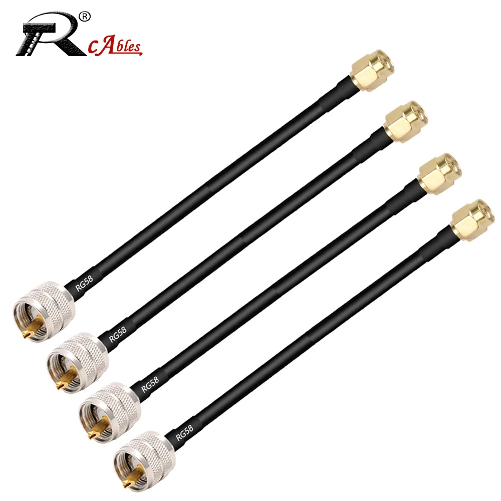 RG58 Cable UHF PL259 Male Plug to SMA Male Plug RF Coaxial Jumper Pigtail Wire Terminals Straight 6inch~5M