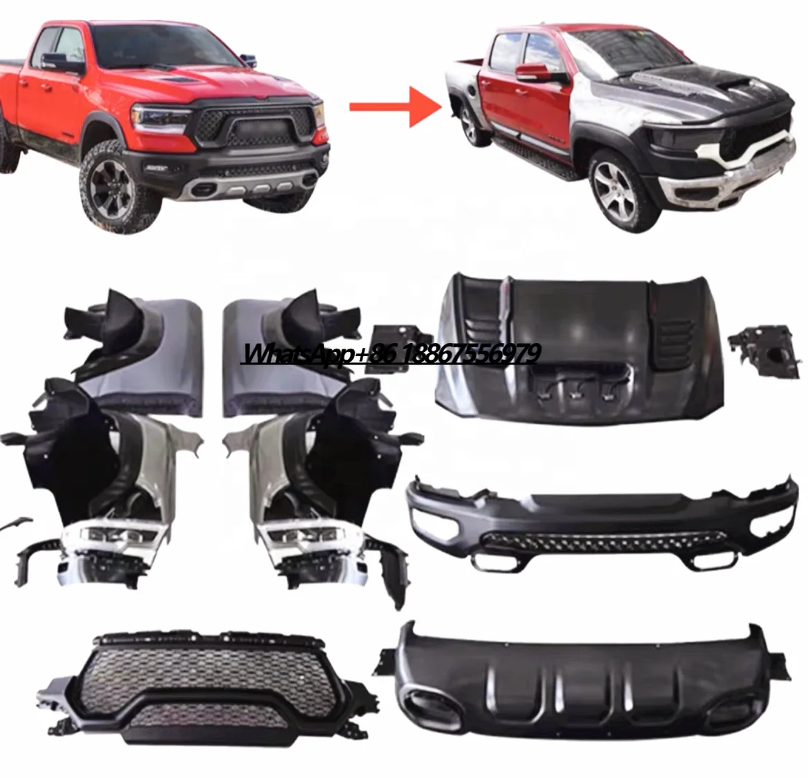 2019-2021-2022 Dodge Ram 1500 TRX Auto carrosserie pare-chocs pièces Kits accessoires à vendre