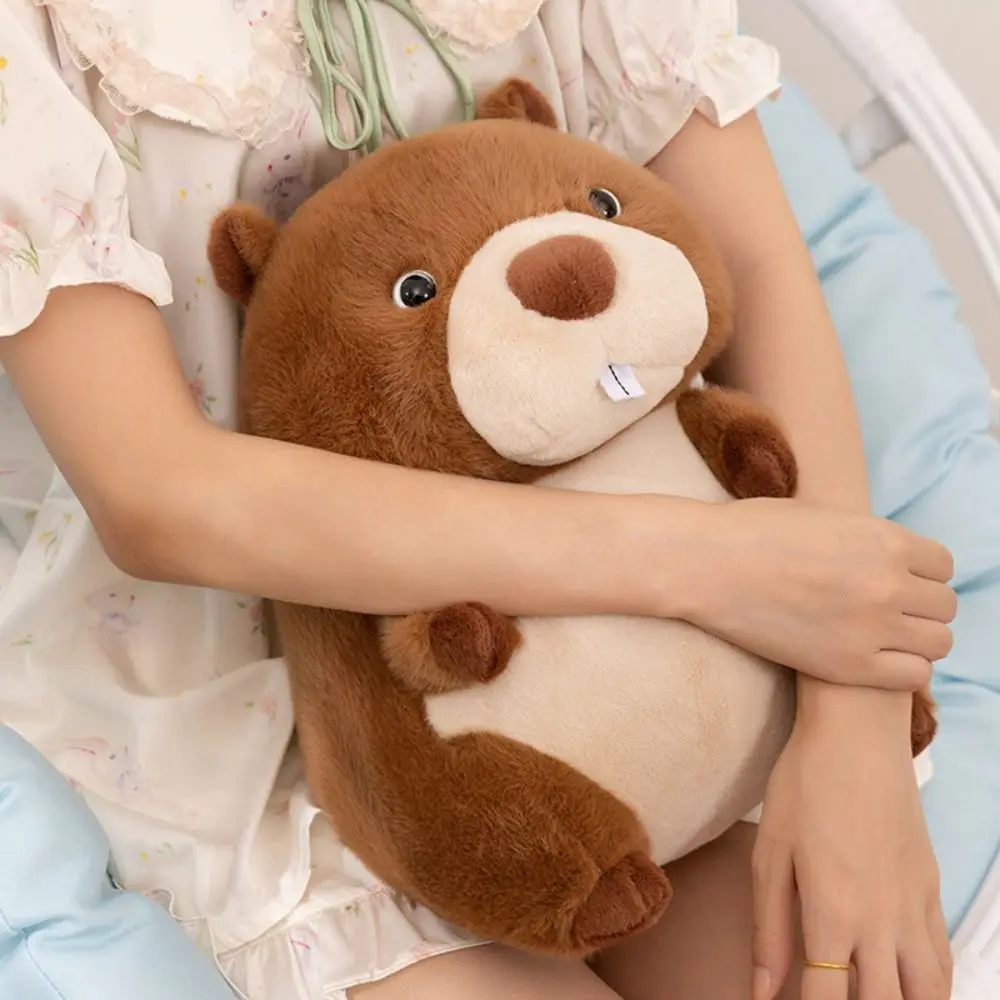 Simulation Groundhog PP Cotton Fluffy Stuffed Cartoon Groundhog Comfortable Soft Chubby Marmot Stuffed Birthday Gifts