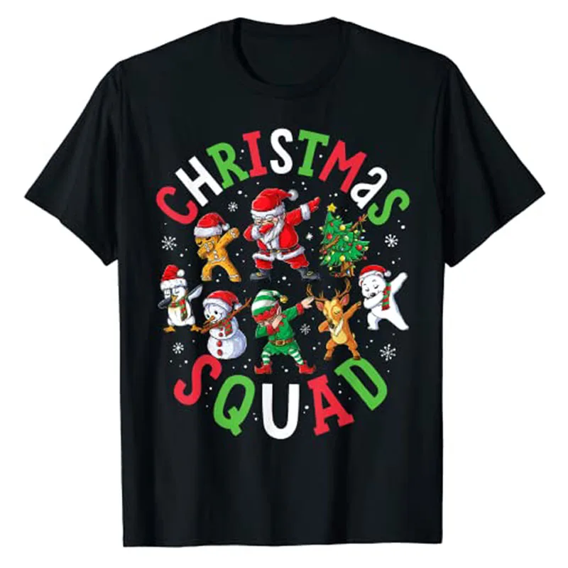 

Christmas Squad Santa Dabbing Elf Family Matching Pajamas T-Shirt Boys Men Clothing Cute Xmas Costume Gifts Graphic Tee Tops