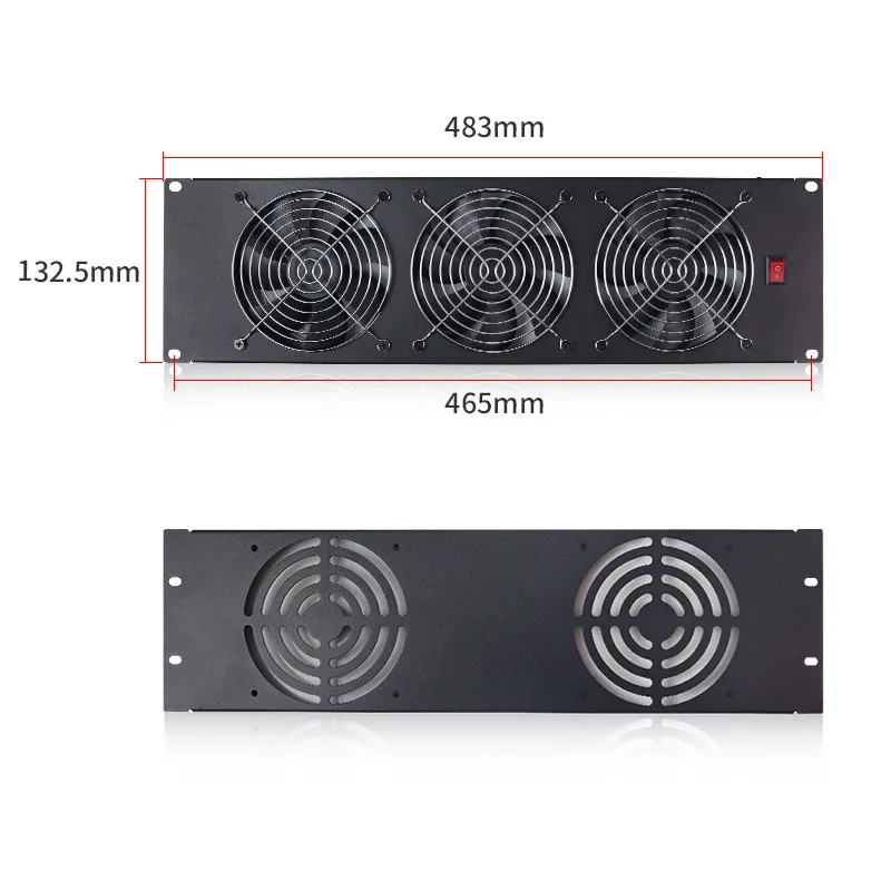 19 Inch Server Rack Mount 2U 3U 220V High Power Exhaust Cooling Fan Panel With Lightning Protection 1 pcs