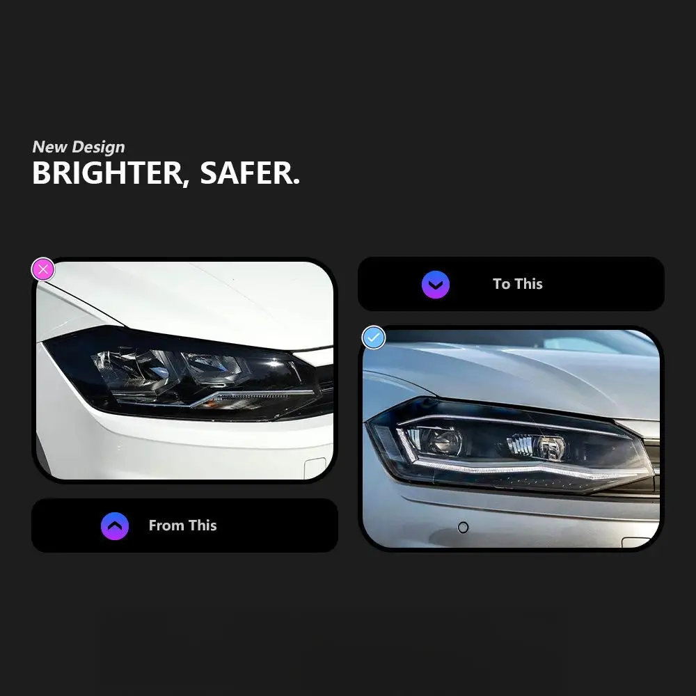 For POLO 2019-2024 Volkswagen Plug-and-Play Auto LED Headlight Assembly New Condition 12V Car Accessory