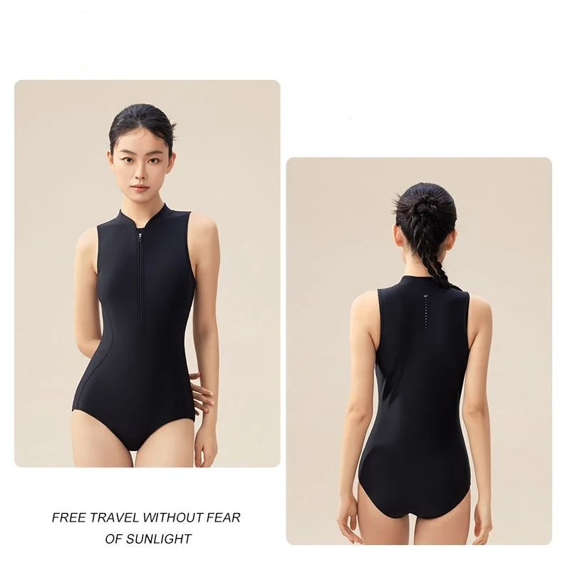 361Women Sexy Front Zipper Outdoor Water Sports Beach Push Up SwimSuit One Piece Professional Quick-Drying Bathing SwimWear