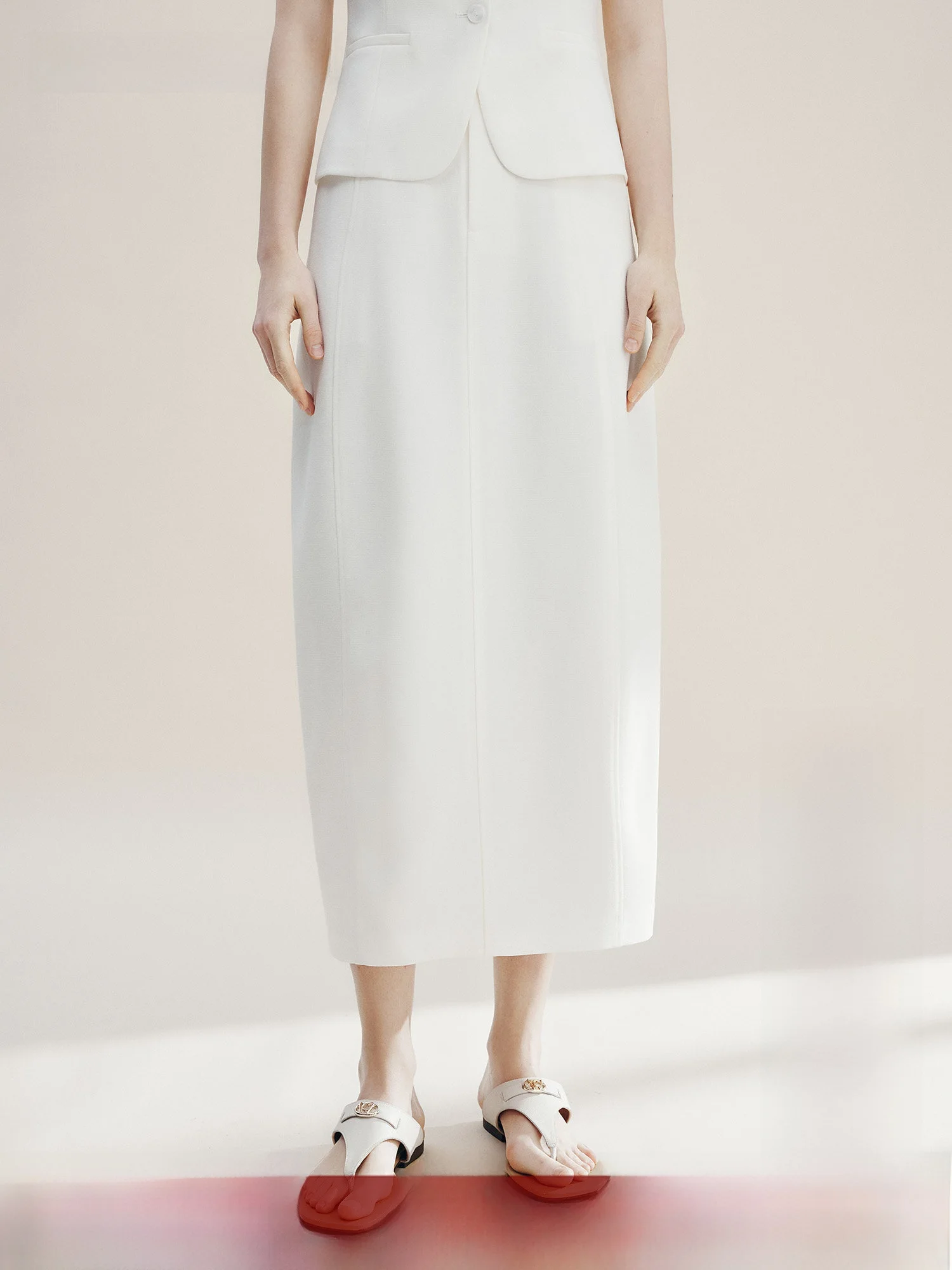 Manxuan High Waist Straight Cut Skirt for Women Commute Friendly Elegant Style Polyester And Acetate Blend Summer New Arrival