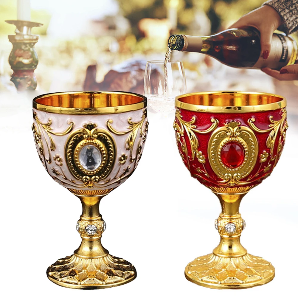 1pc Timeless Embossed Metal Chalice Goblet Vintage Wine Champagne Liqueur Cup Perfect for Bars Restaurants Home Decor