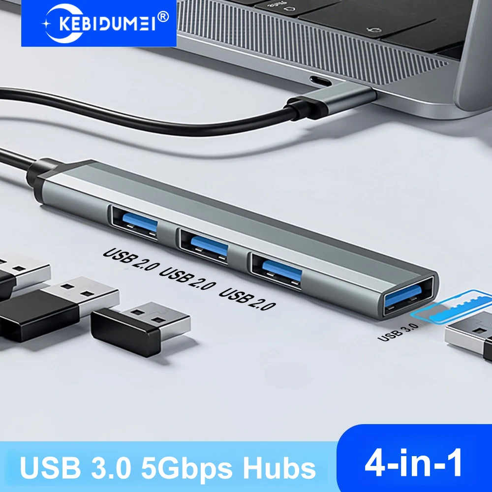 4-in-1 USB 3.0 허브 5Gbps 전송 USB 도킹 스테이션 멀티 포트 USB 3.0 2.0 스플리터 OTG 어댑터 PC 노트북 맥북용 4-in-1 USB 3.0 HUB 5Gbps Transmission USB Docking Station Multi Ports USB 3.0 2.0 Splitter OTG Adapter