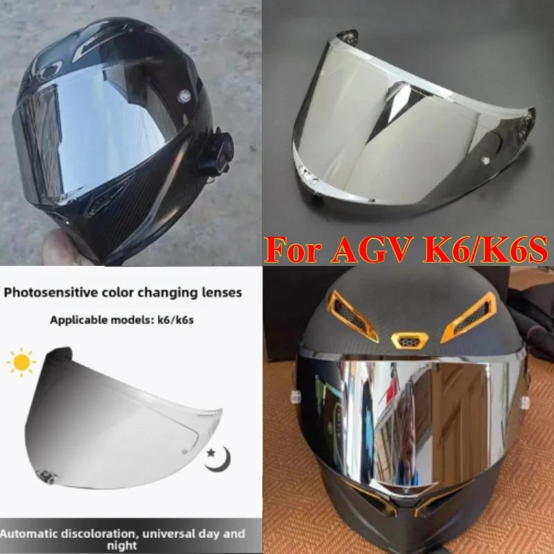 

1PCS Helmet Face Shield Visor Windshield for AGV K6/K6S UV Protection Photochromic Black Lens Shield,Motorcycle Accessories