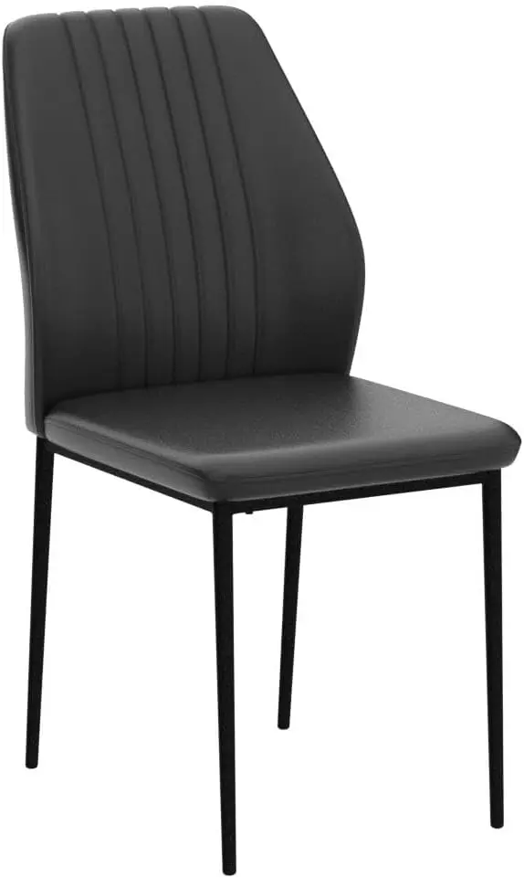 NEW Dining Chair PU Leather Living Room Chair Modern Kitchen Armless Side Chair with Metal Legs (Black, Set of 4)