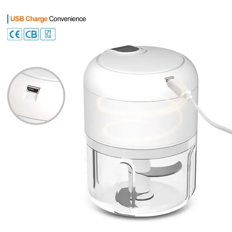 250ml Rechargeable Kitchen Portable Electric Garlic Vegetable Chopper Mini Food Processor Food Blender Cheese grater