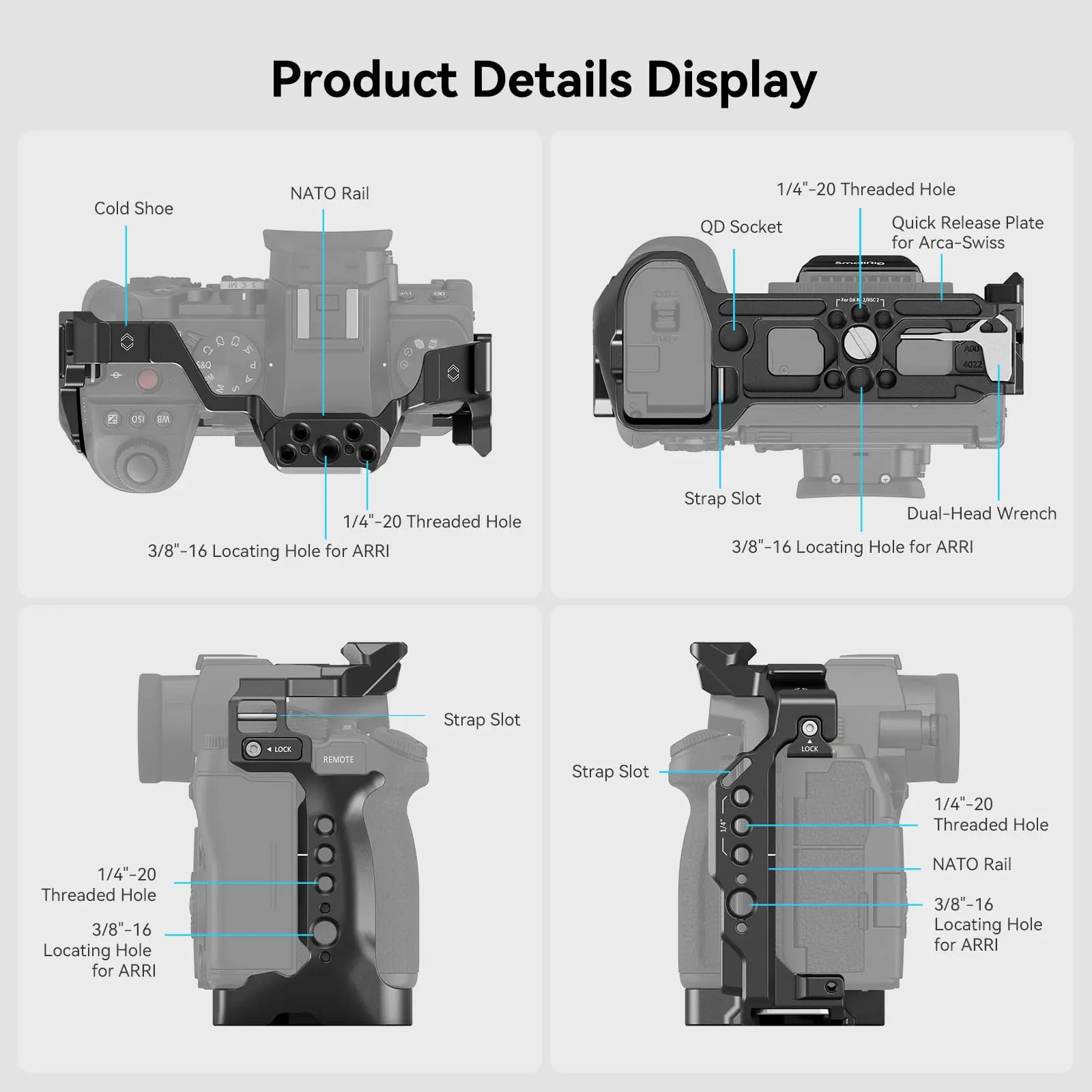 Klatka kamery SmallRig dla Panasonic LUMIX S5 II / S5 IIX z płytą szybkiego uwalniania arca-swiss dla DJI RS 3/RS 3 Pro Gimbals 4022