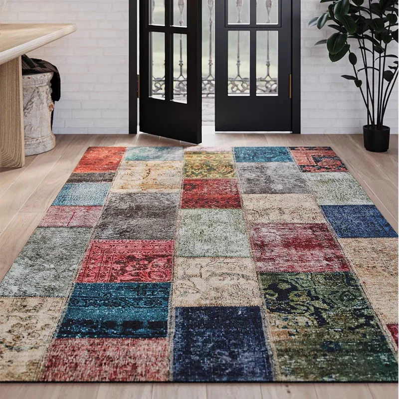 

Vintage Ethnic Carpet Living Room Bedroom Machine Washable Morocco Rug Home Decoration Persia Foldable Floor Mat Entry Doormat