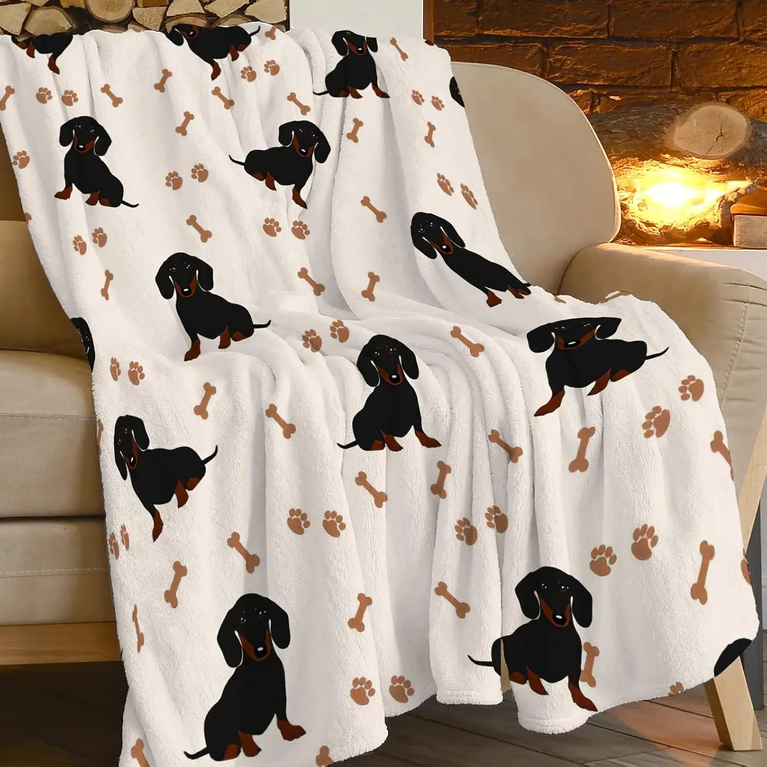 Dog Lover Throw Blanket Pet Puppy Pattern Cozy Couch Decor Spring Gift for Canine Owners Stylish Home Decor Accent Throw