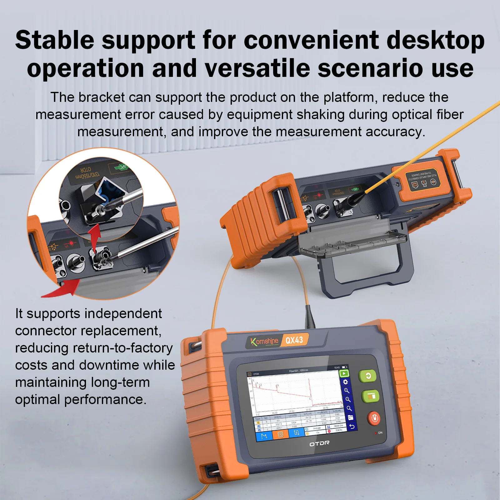 

PON OTDR Komshine QX43 FTTX Mini Multi-Functional OTDR 1310/1550/1625nm Fiber Optic Active Tester W/OPM/VFL/OLS/RJ45 Function
