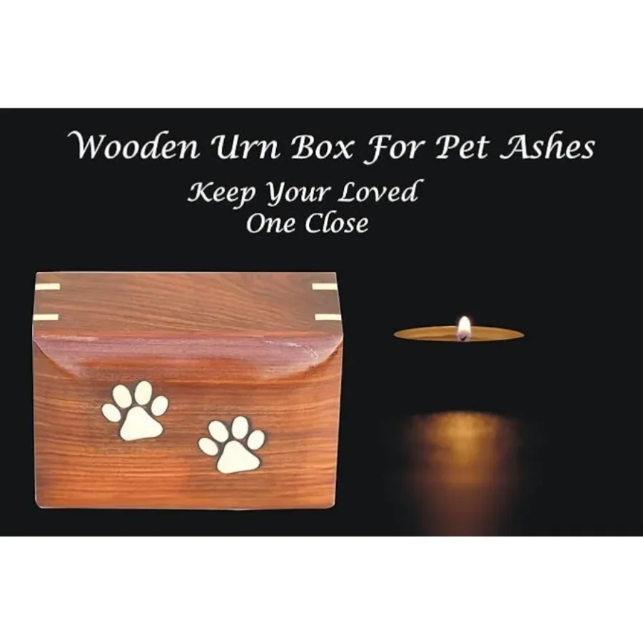 

Spot goods Paw Print Pet Memorial Keepsake Cremation Urns for Ashes Pet Urn Wood Keepsake Box Urns for Cat Dogs Ashes Cat Memo
