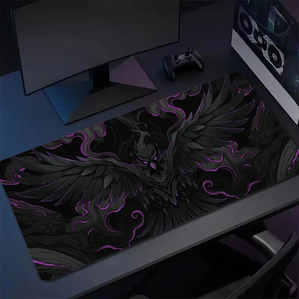Large Gaming Mouse Pad XXL Gothic Mystical Bird Desk Mat Non-Slip Rubber Keyboard Pad Overlock Deskpad PC Gaming Accessories