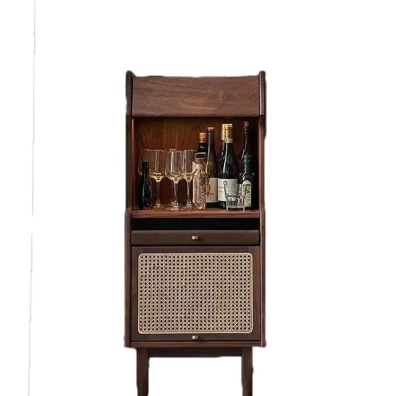 

North American black walnut side cabinet weaving Teng locker Song-style aesthetics Zen living room bedroom solid wood furniture