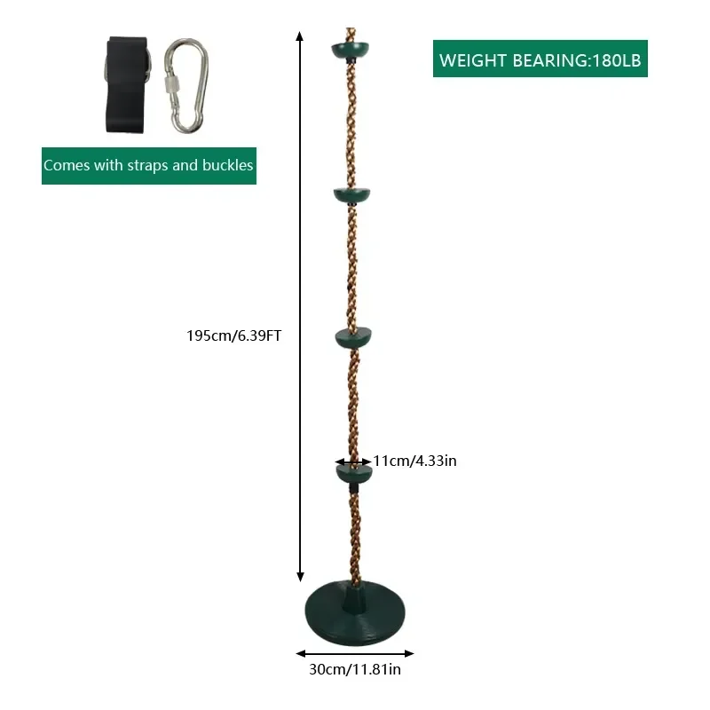 Kids Plastic Disc Swing Seat with Climbing Rope Set Outdoor Playground Equipment for Backyard Garden Tree Hanging Fun Game