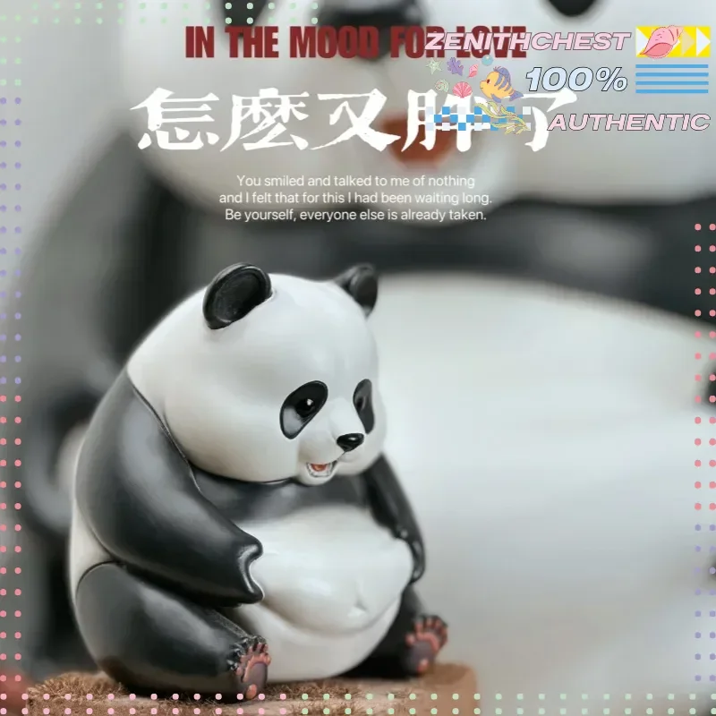 Auténtica figura de Panda en miniatura, bonito diseño que agarra el vientre, juguete coleccionable Ideal, una experiencia como ninguna otra muñeca Adorable