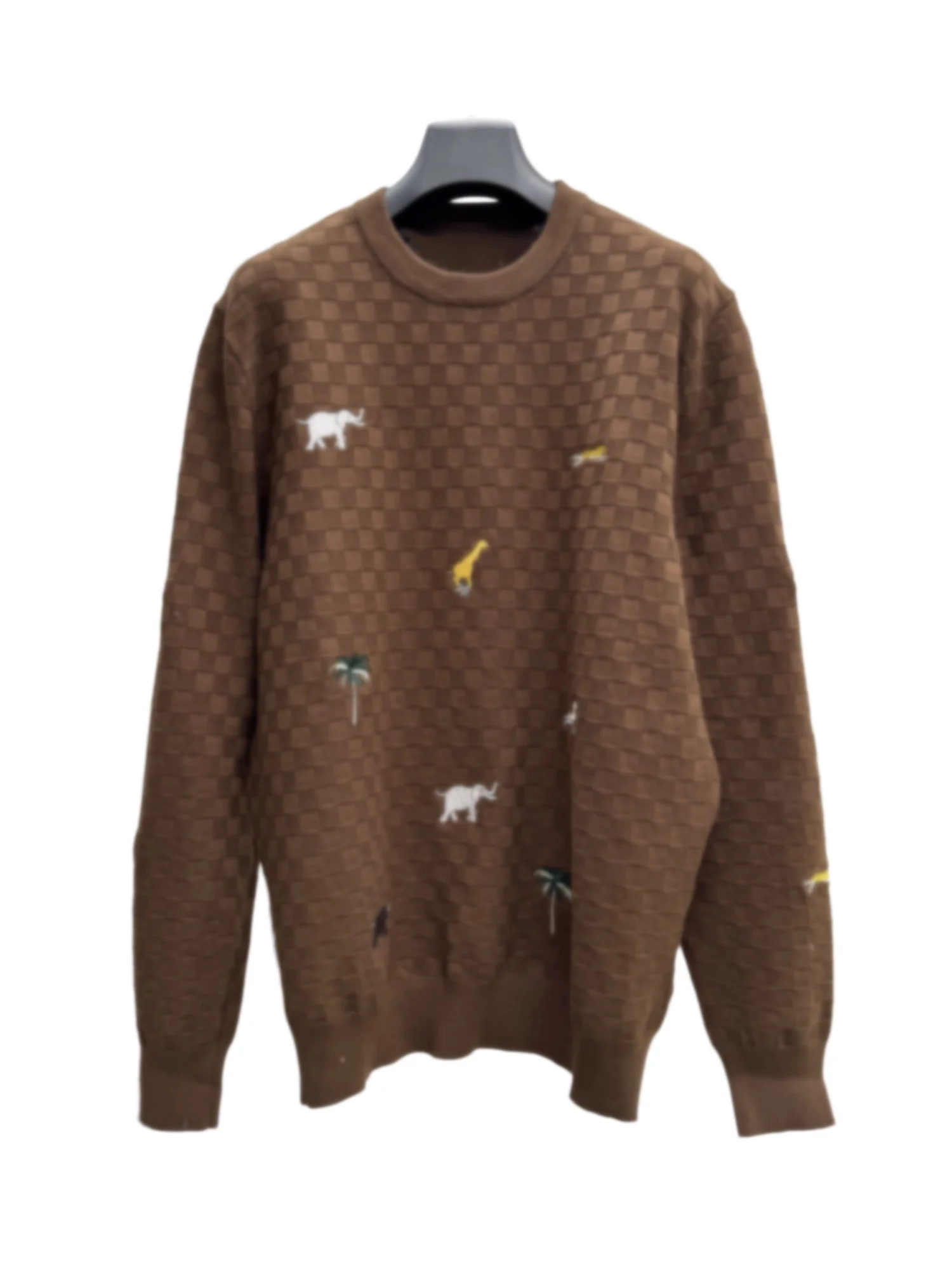 Lamb Wool Knitted Sweater 2026 Spring Early Faion Plaid Animal Embroidery Loose Long Sve ex Casual Sle Warmth Clot...