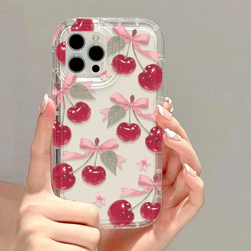 Cute Cherry Phone Case For iPhone 17 13 16 15 11 12 14 Pro Max 7 8 Plus 17 Air XR SE 2022 2020 Shock