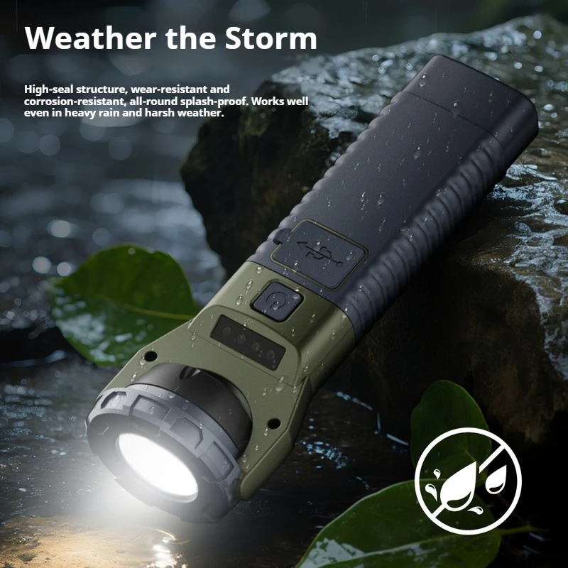 مصباح يدوي تكتيكي محمول باليد في الهواء الطلق، ضوء قوي، شحن بطارية طويل للغاية، سعة عالية، مصباح امتصاص مغناطيسي #4