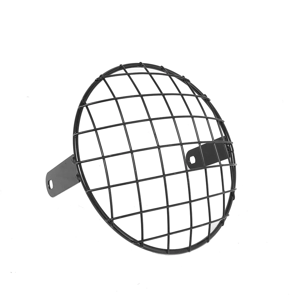 7\'\' Motorcycle Headlight Mesh Grill Metal Headlight Square Protector Guard Cover Black/ Chrome For Harley Honda Cafe Racer