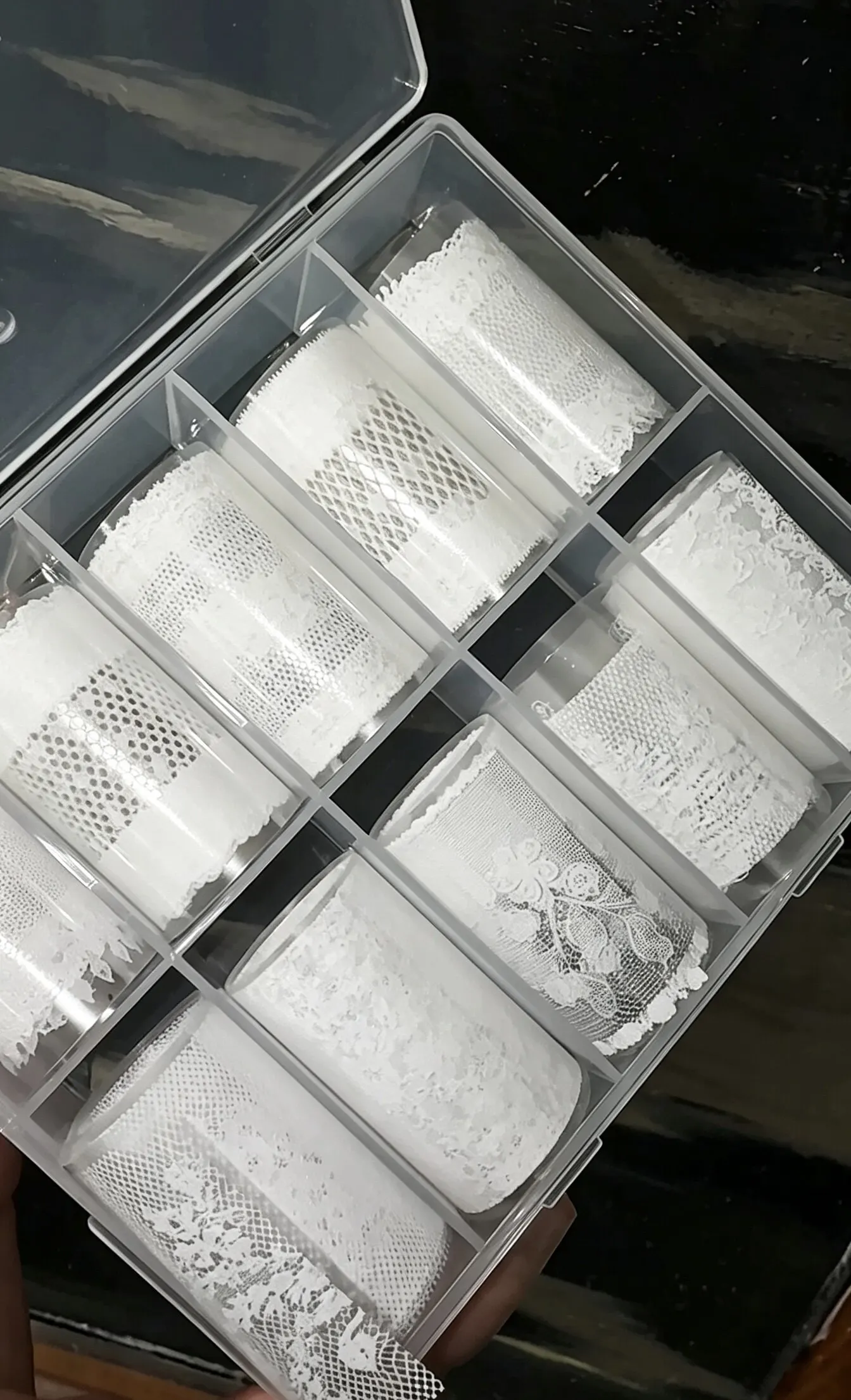 Retro Lace Pattern Nail Transfer Paper in 10 Sets for DIY Nail Decoration