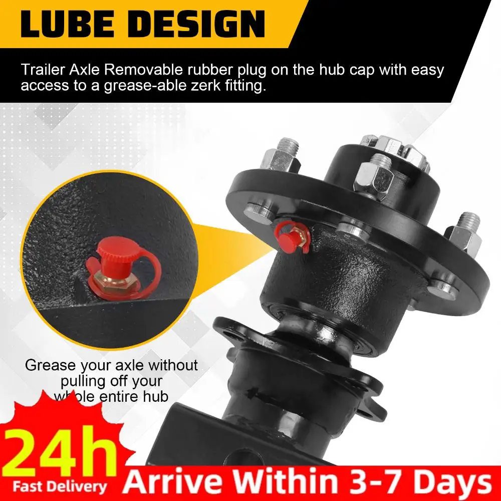 

3500 Lbs Boat Trailer RV Utility Axle 43/50/61/65/70/77 Inch Spring Center 5 Lug 5x4.5 Bolt Pattern for Small Trailers & Campers