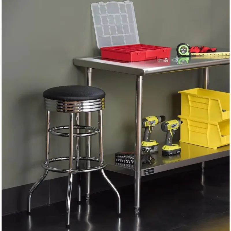 

1 or 2 Pack heavy Duty 30-Inch Backless Swivel Bar Stool for Kitchen, Garage, or Workshop, w/Faux Leather Seat, Bar Stool