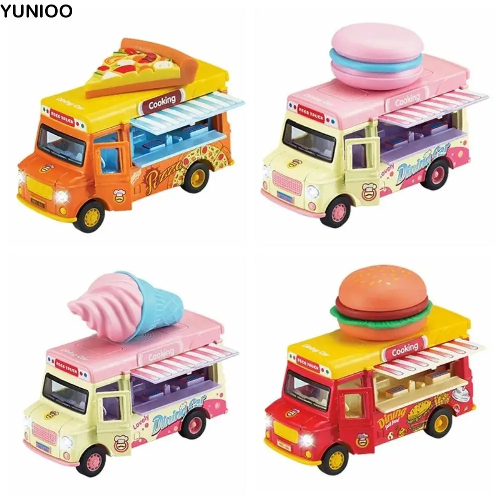 

Burger Bus Food Truck Toy with Music Light Educationl Ice Cream Car Model Bright Colors Exquisite Pull Back Car Children Gift