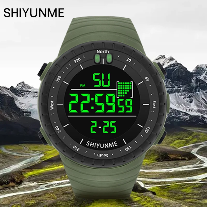 SHIYUNME Top Men's Sports Watch 50M Waterproof Military Display Clock Man Watch LED Digital Luxury Fashion Electronic Wristwatch